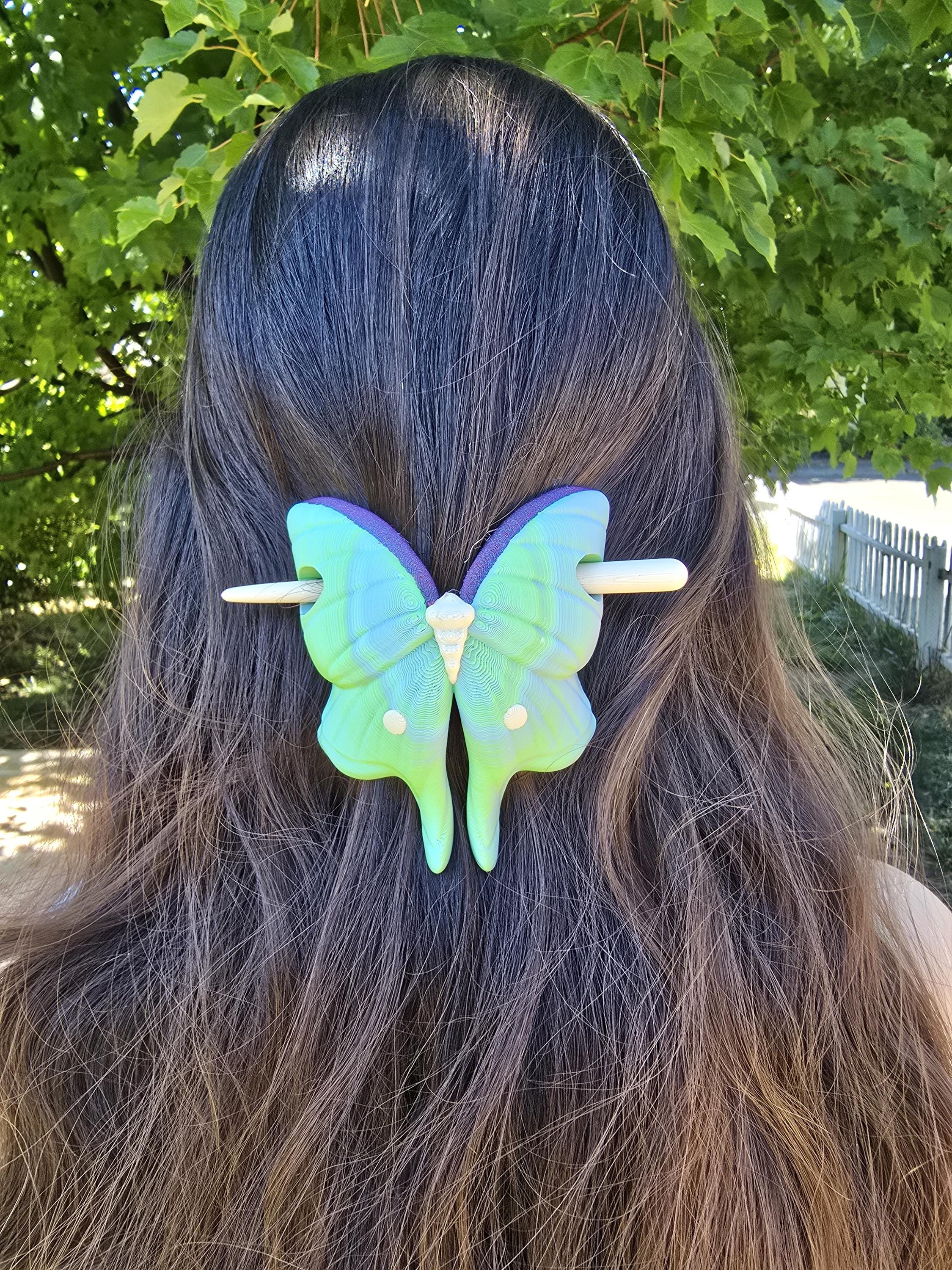 Celestial Luna Moth Hair Pin, Moon & Star Hair Accessory, Moth Hair Slide, Celestial Hair Jewelry