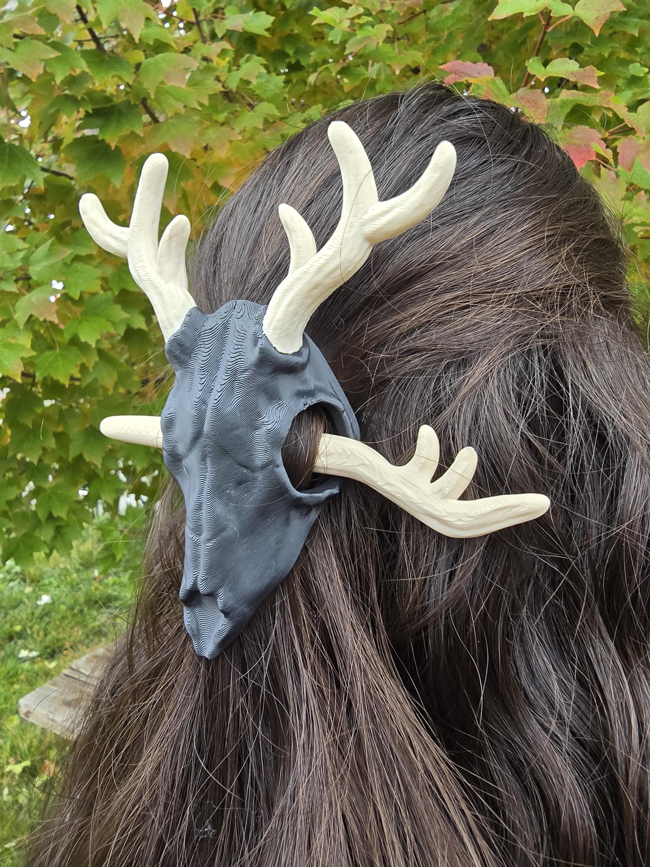 Deer Skull Hair Pin – Antler Hair Stick for Cottagecore & Cosplay
