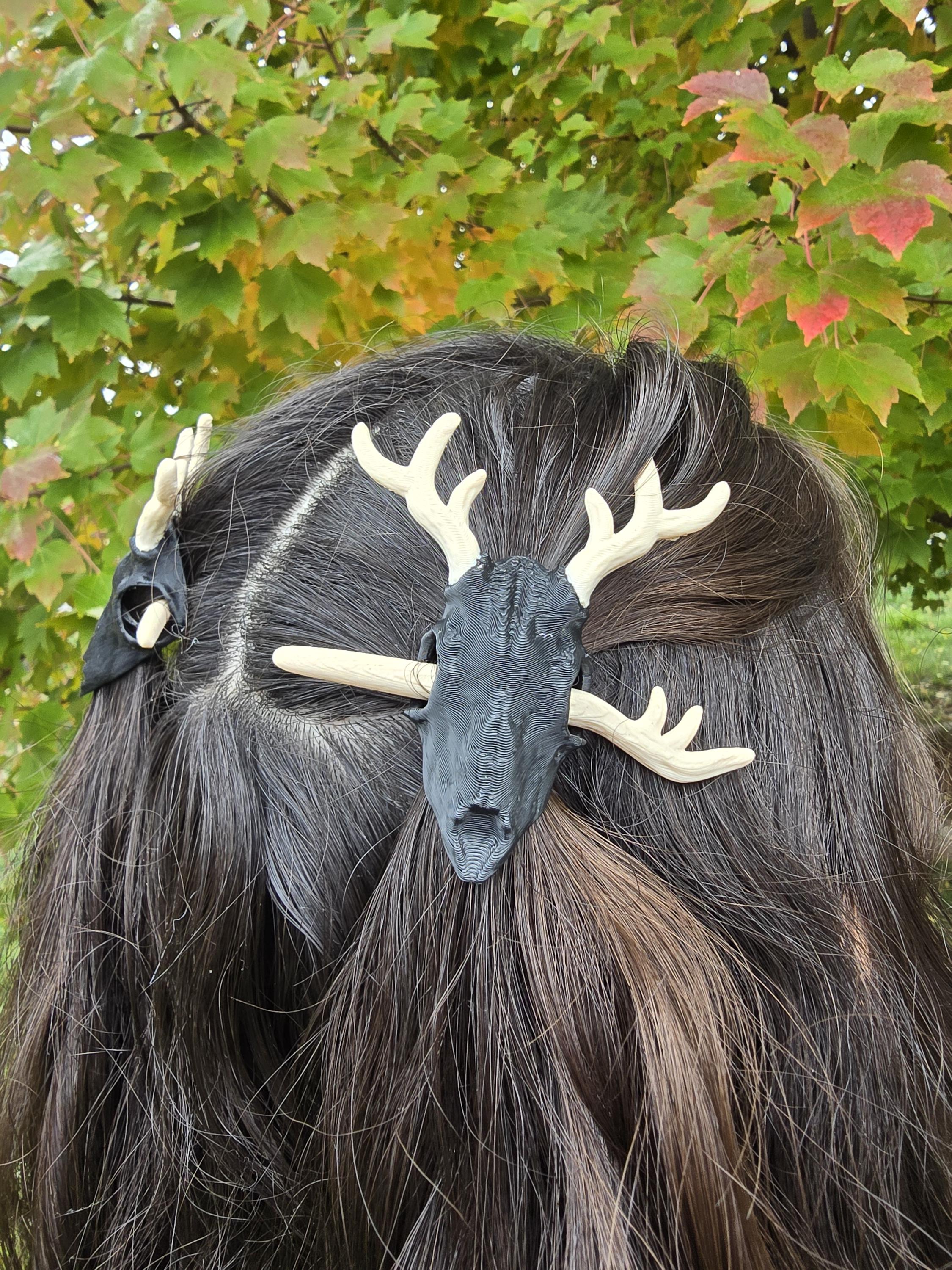 Deer Skull Hair Pin – Antler Hair Stick for Cottagecore & Cosplay
