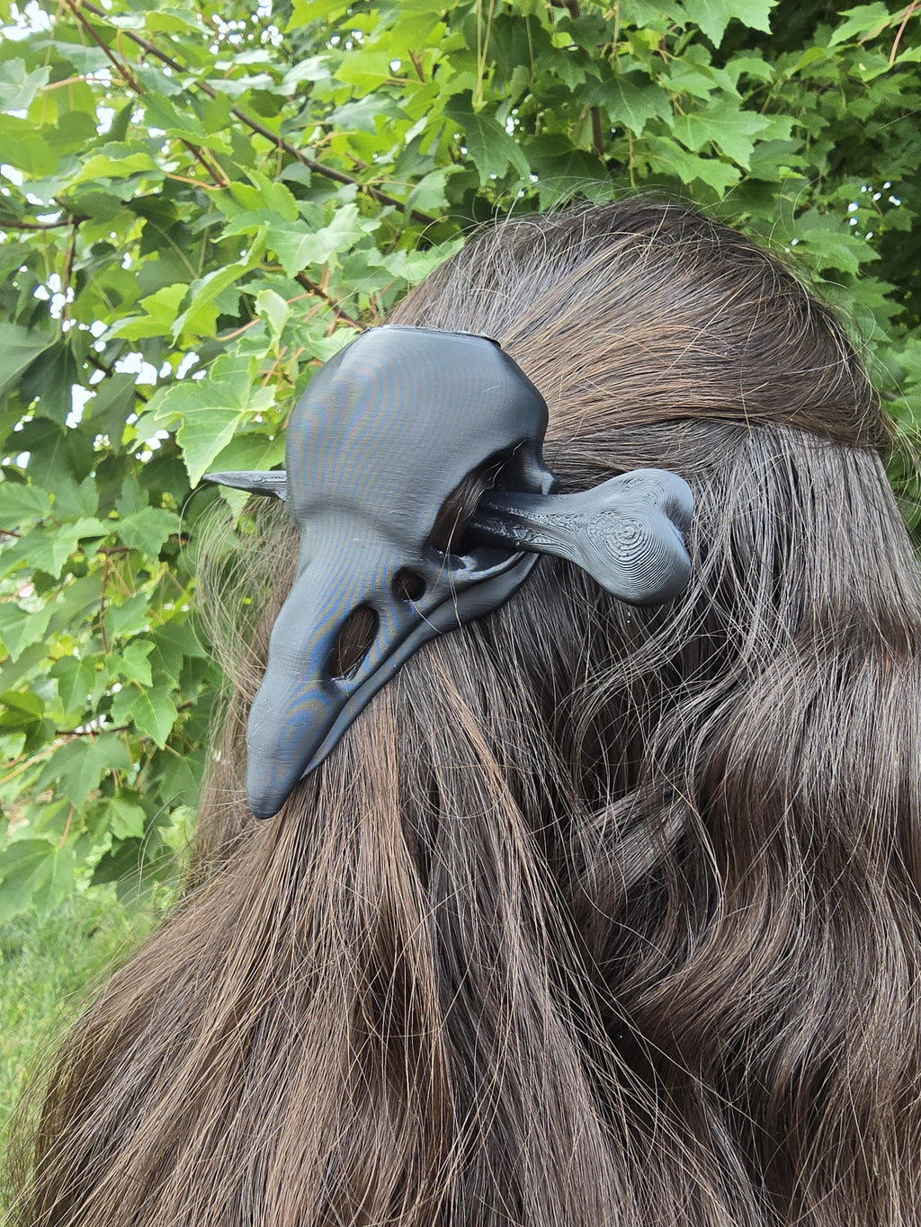 3D Printed Raven Skull Hair Pins: Gothic Fantasy Hair Accessories