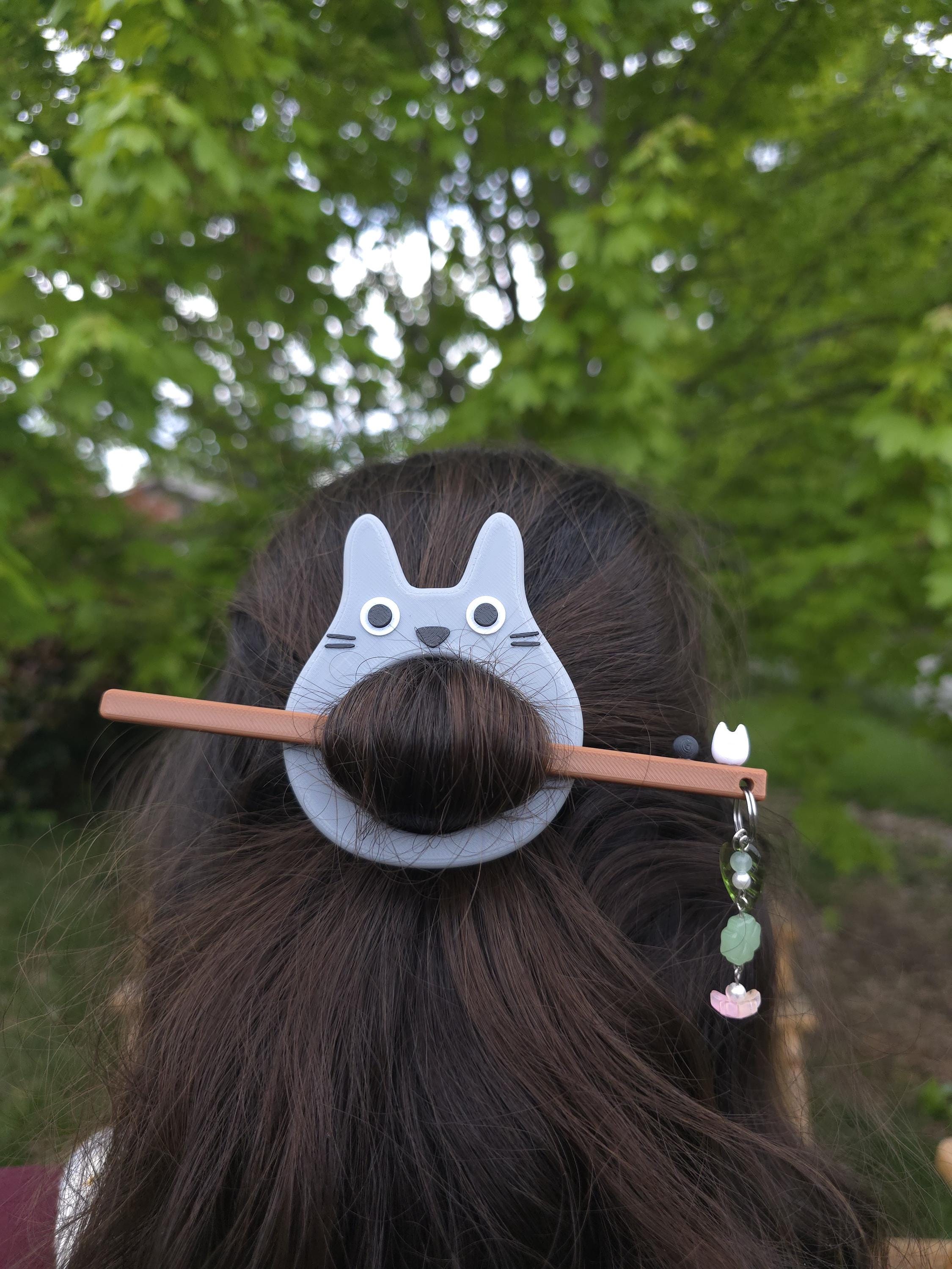3D Printed Anime Cat Hair Pin: Forest Spirit