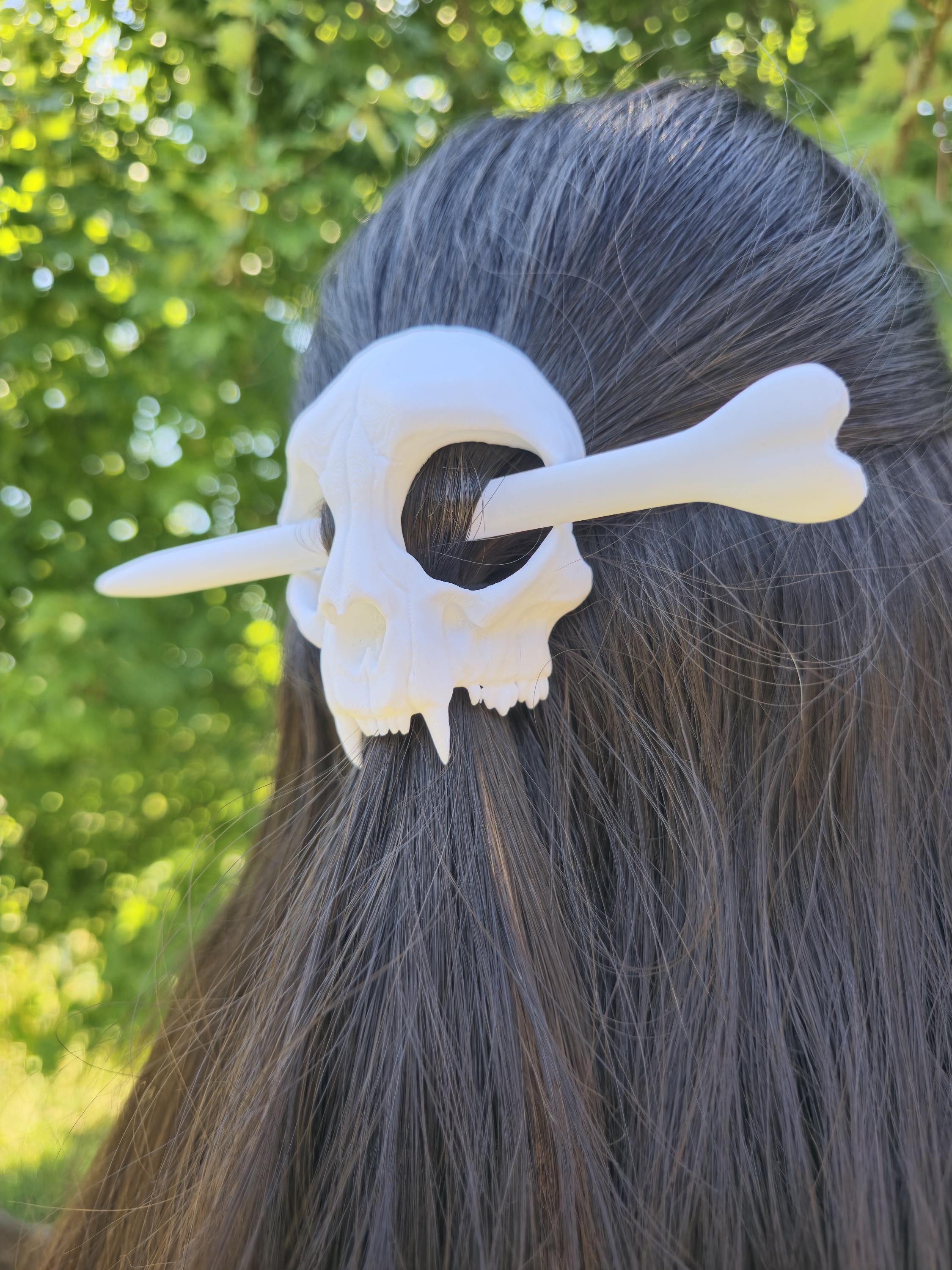 Cat Skull Hair Pin Bun Holder