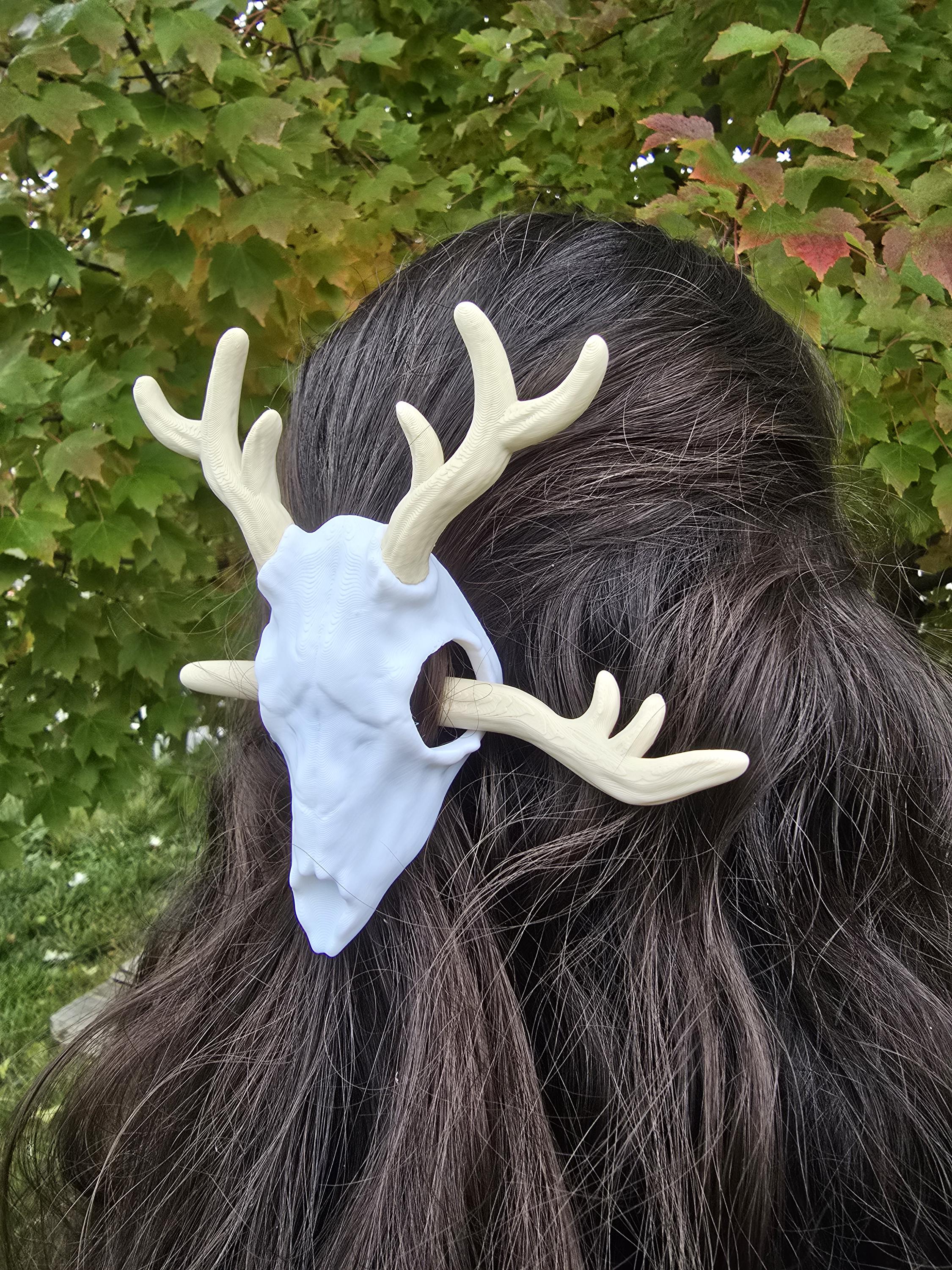 Deer Skull Hair Pin – Antler Hair Stick for Cottagecore & Cosplay