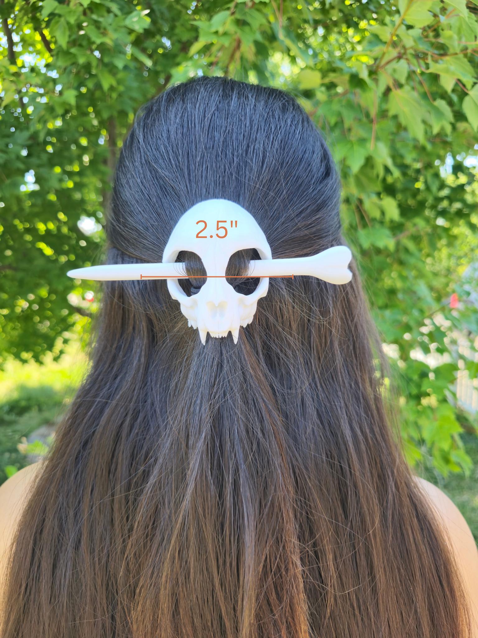 Cat Skull Hair Pin Bun Holder