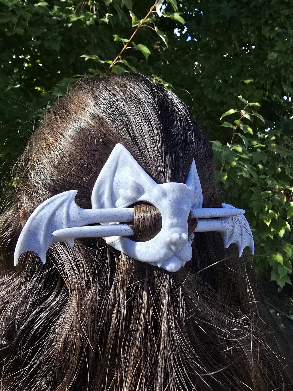 3D Printed Bat Skull Hair Pins: Gothic Fantasy Hair Accessories