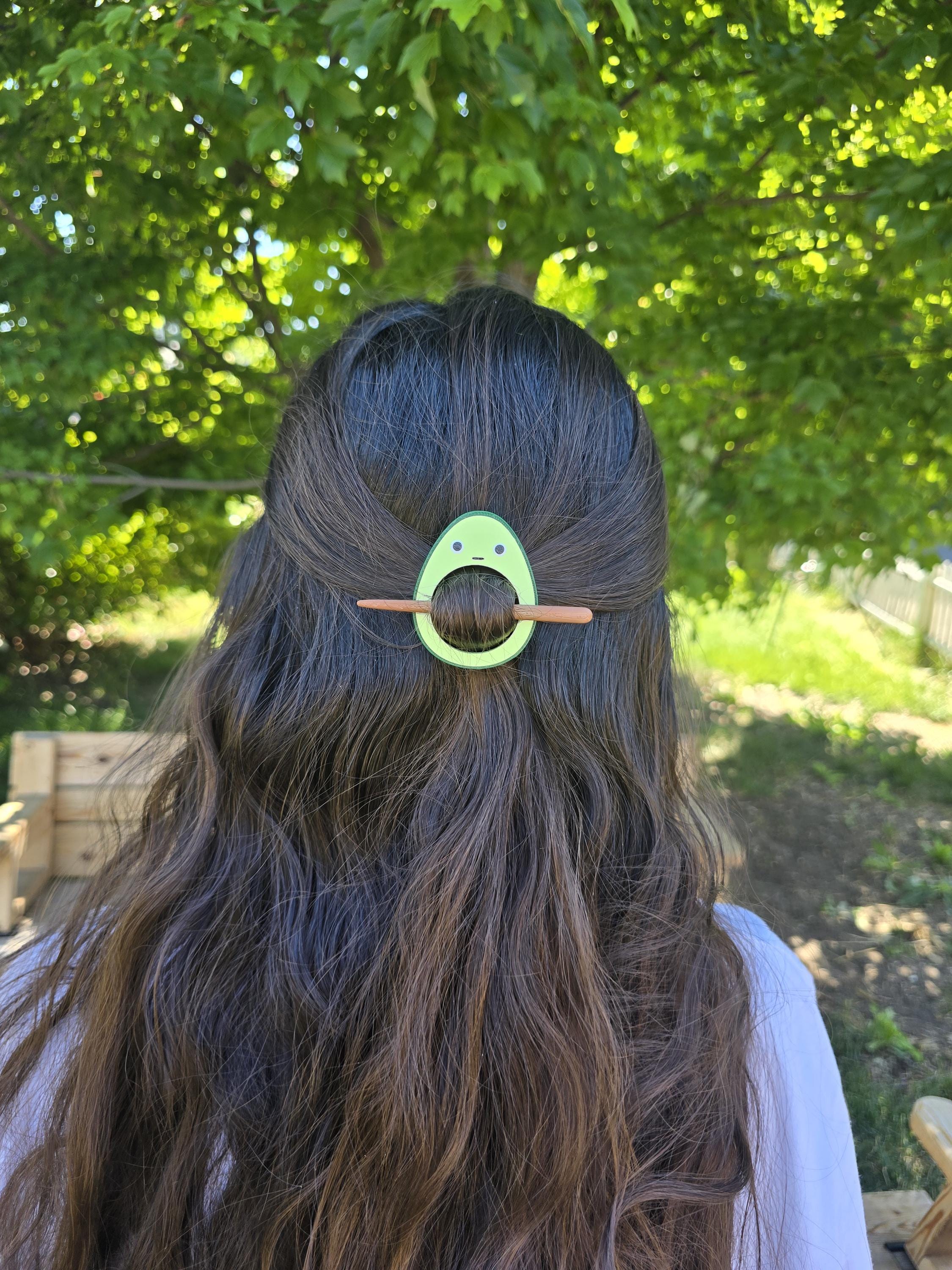 Avocado Hair Pin Bun Holder | Kawaii Hair Stick | Half Up Hairstyle Accessory