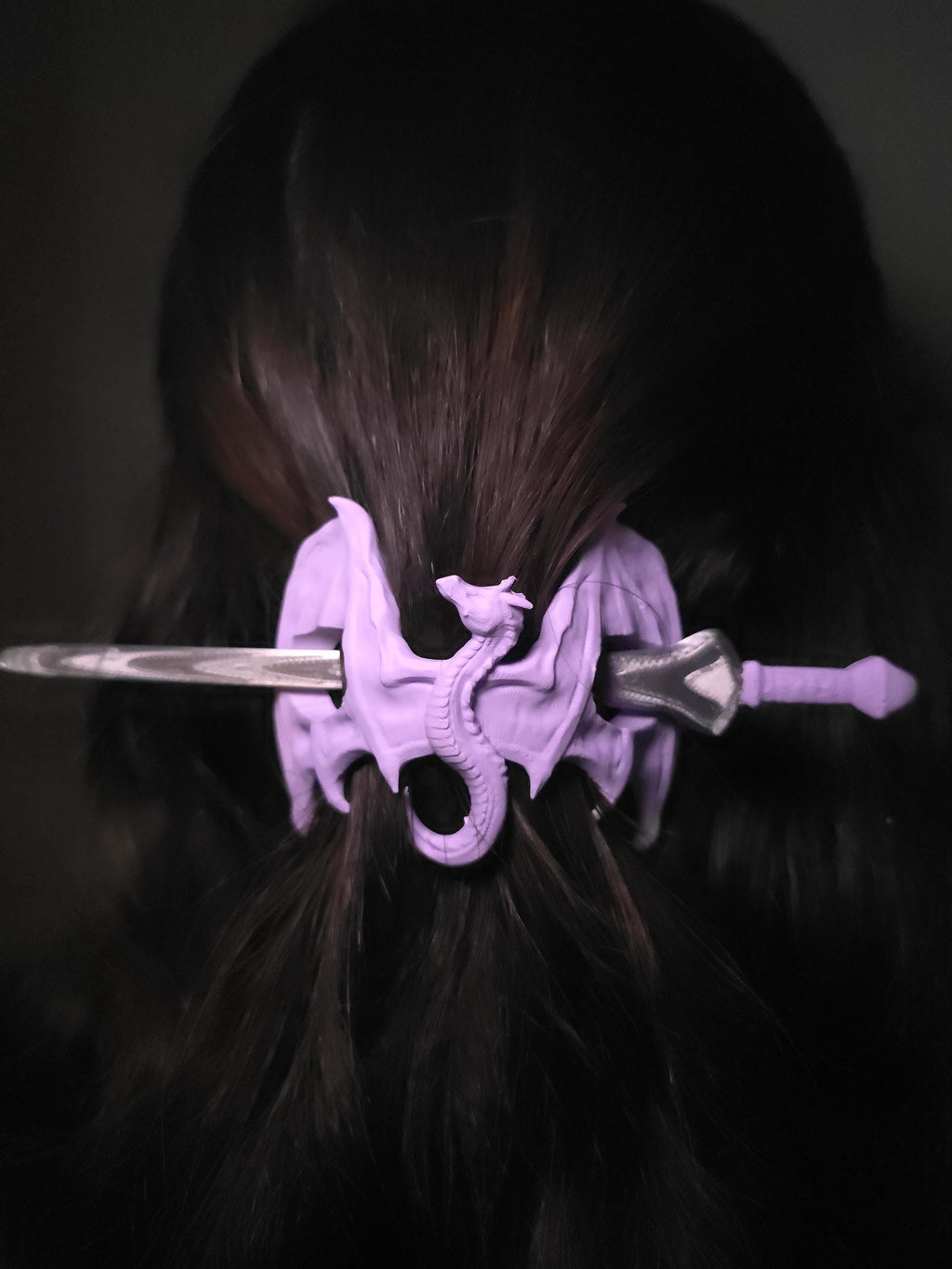 Dragon Spirit Hair Pin – 3D Printed Dragon Sword Hair Stick, Fantasy Hair Accessory, Cosplay Hair Clip, Gothic Dragon Hairstick, Gift for He