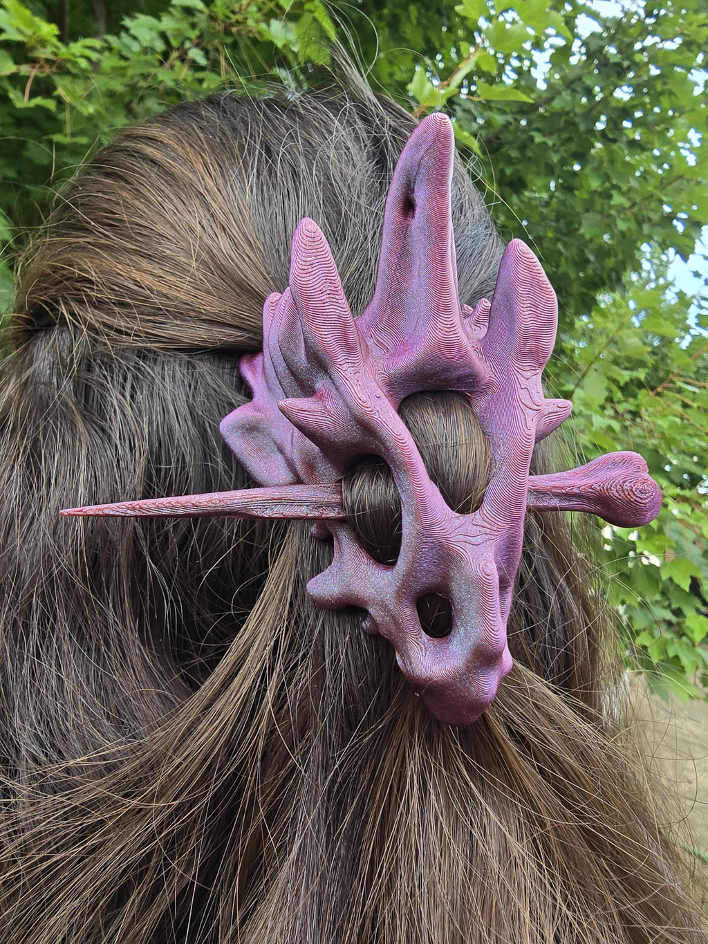 3D Printed Dragon Skull Hair Pins: Gothic Fantasy Hair Accessories