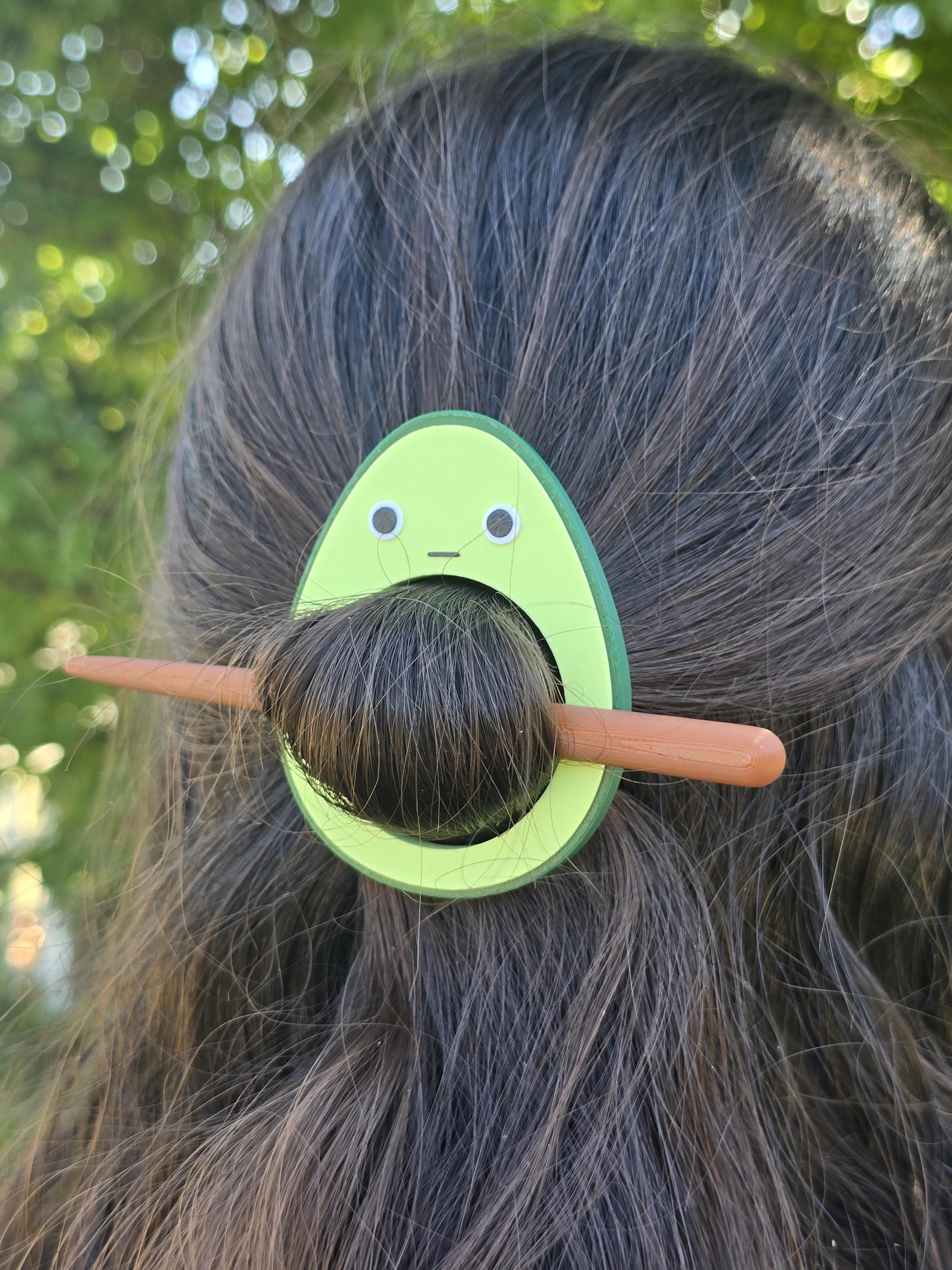 Avocado Hair Pin Bun Holder | Kawaii Hair Stick | Half Up Hairstyle Accessory
