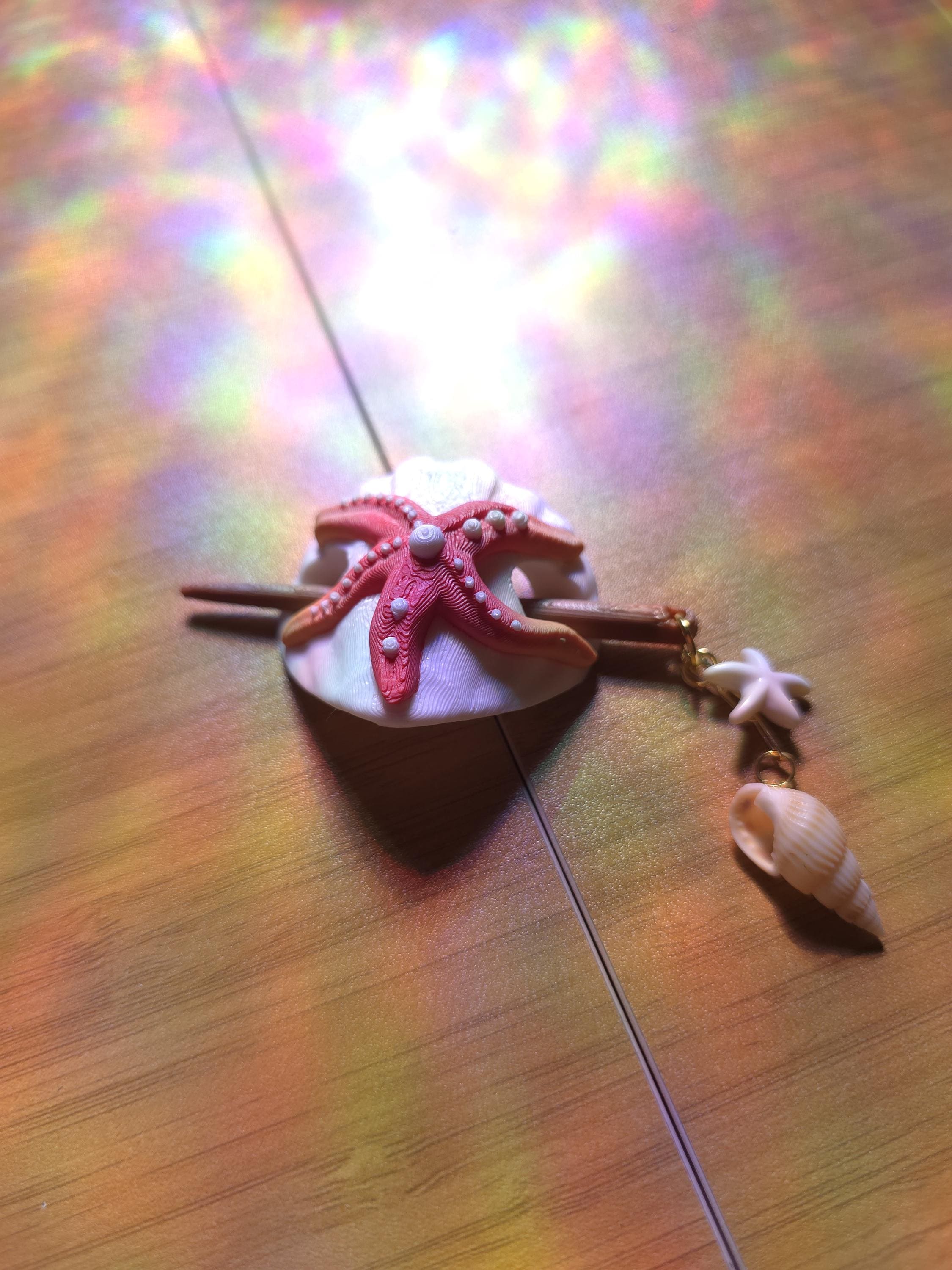 Starfish Hair Pin with Shell Charm | Coastal Bun Holder, Ocean Inspired Hair Stick