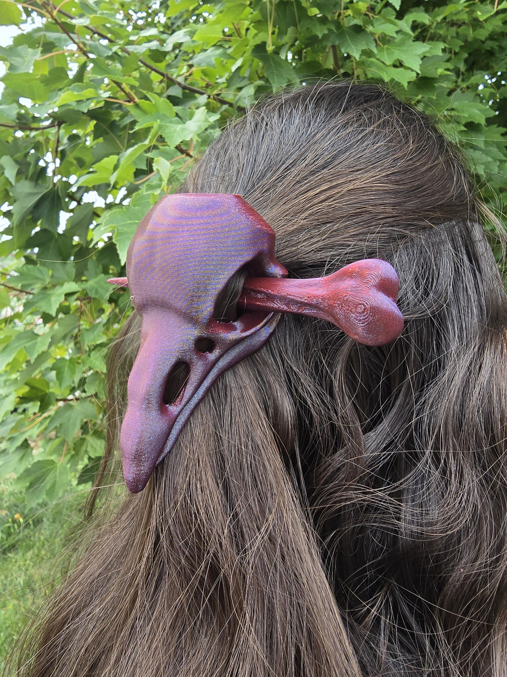 3D Printed Raven Skull Hair Pins: Gothic Fantasy Hair Accessories
