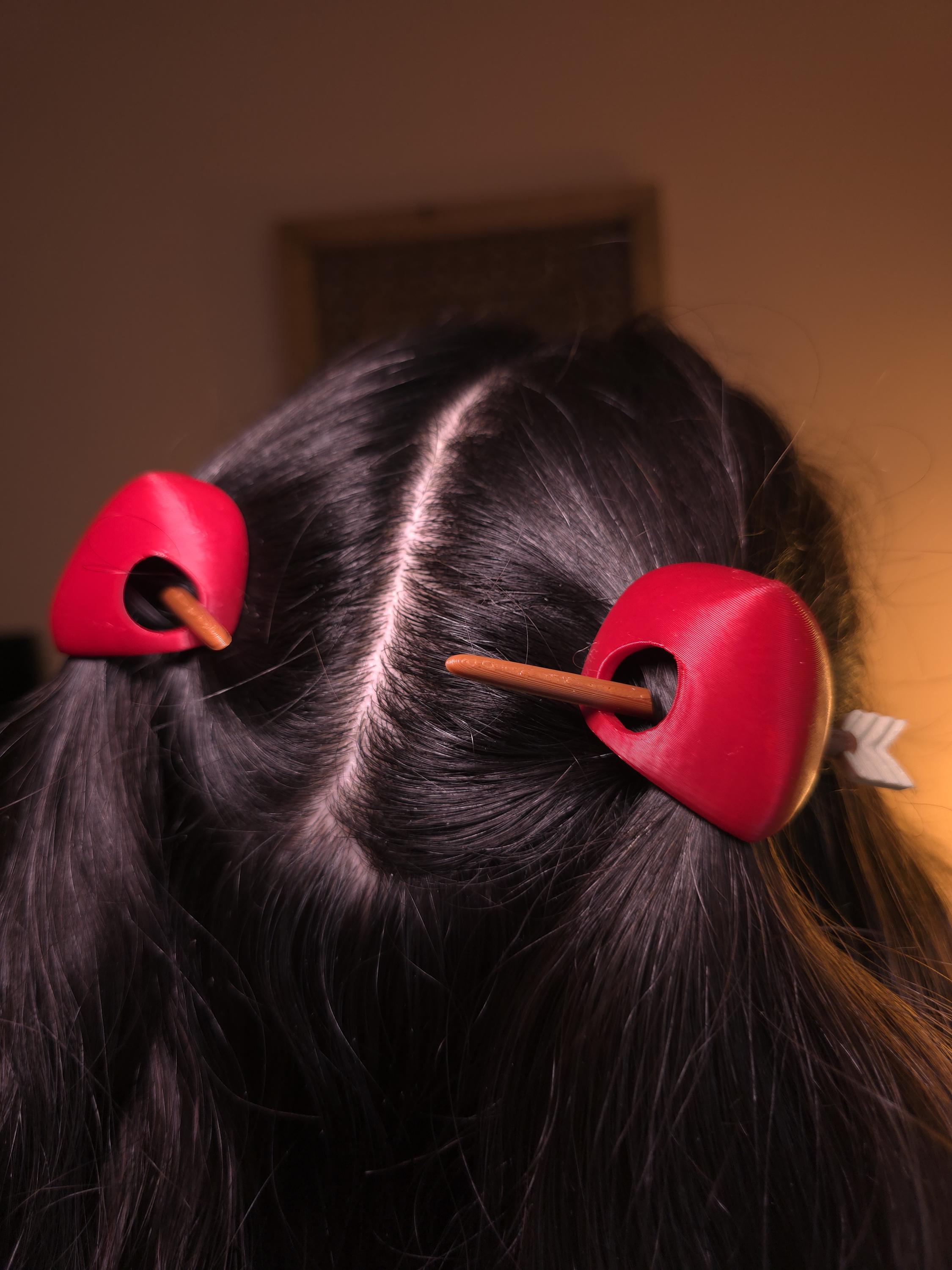Pink Heart Hair Pin Set – Romantic Hair Sticks