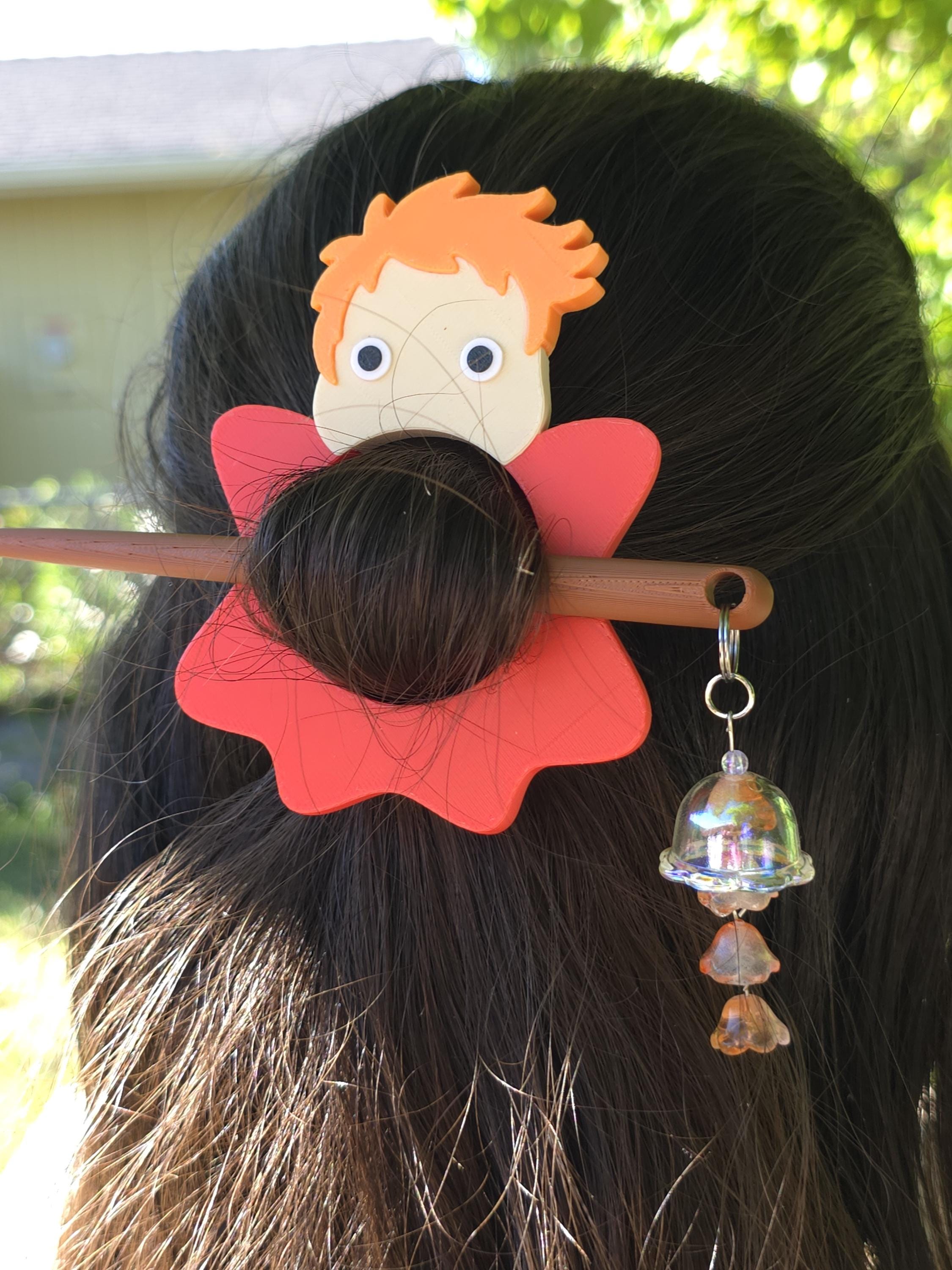 Ocean Girl Hair Pin with Bell Charm | Fantasy Hair Stick, 3D Printed Accessory