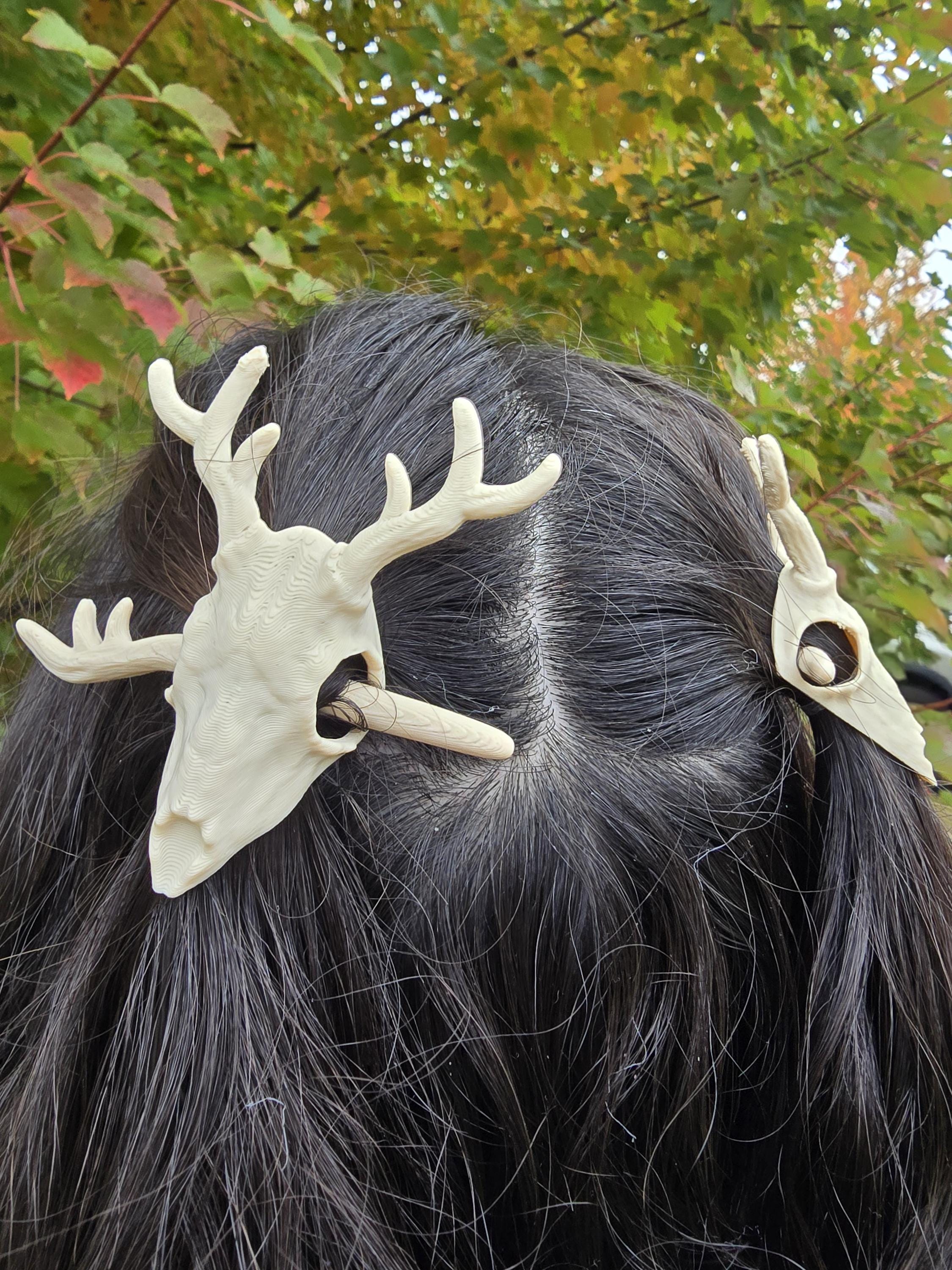 Deer Skull Hair Pin – Antler Hair Stick for Cottagecore & Cosplay