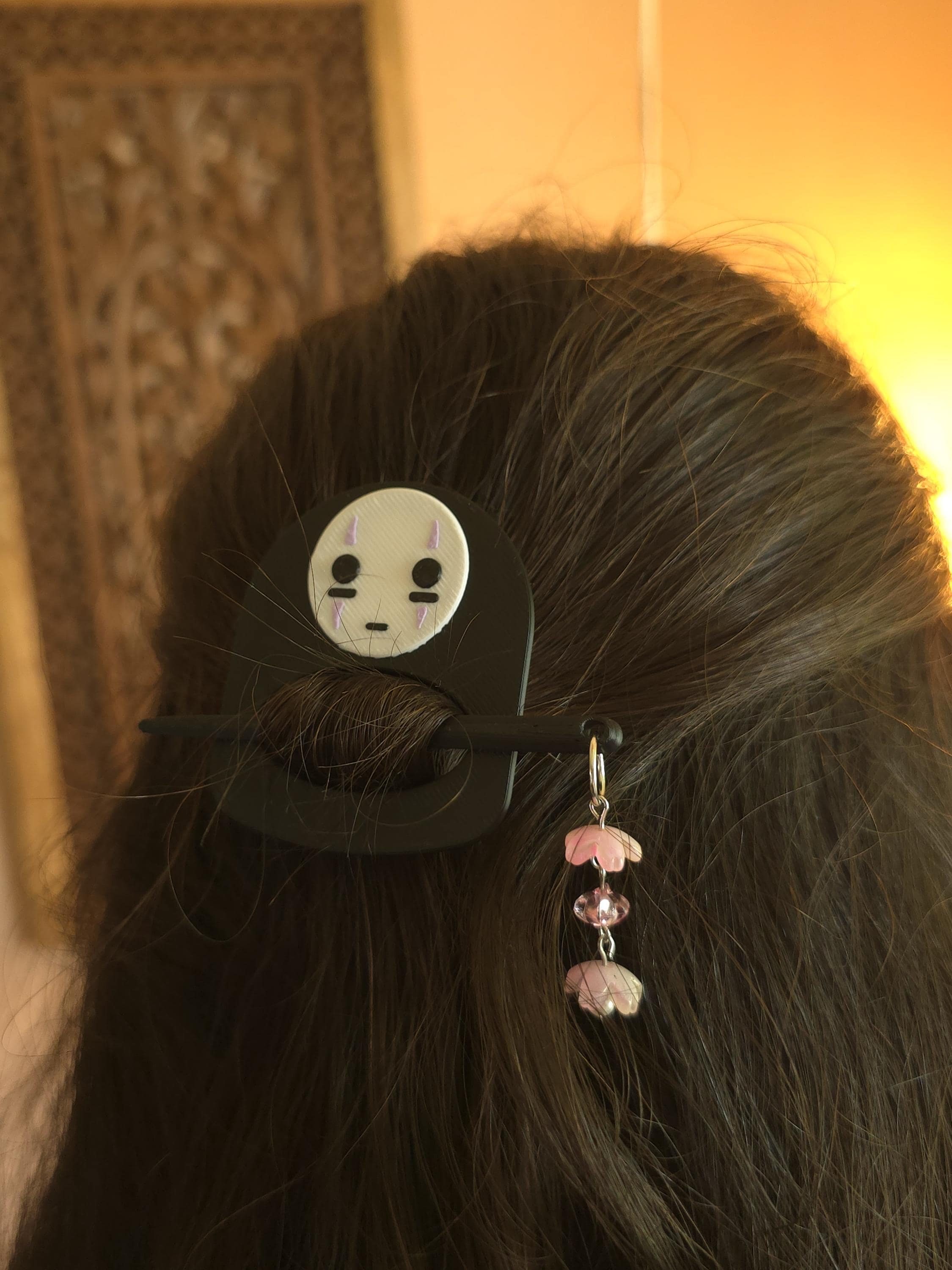 Anime Spirit Mask Hair Stick – Kawaii Japanese Hair Pin with Charm