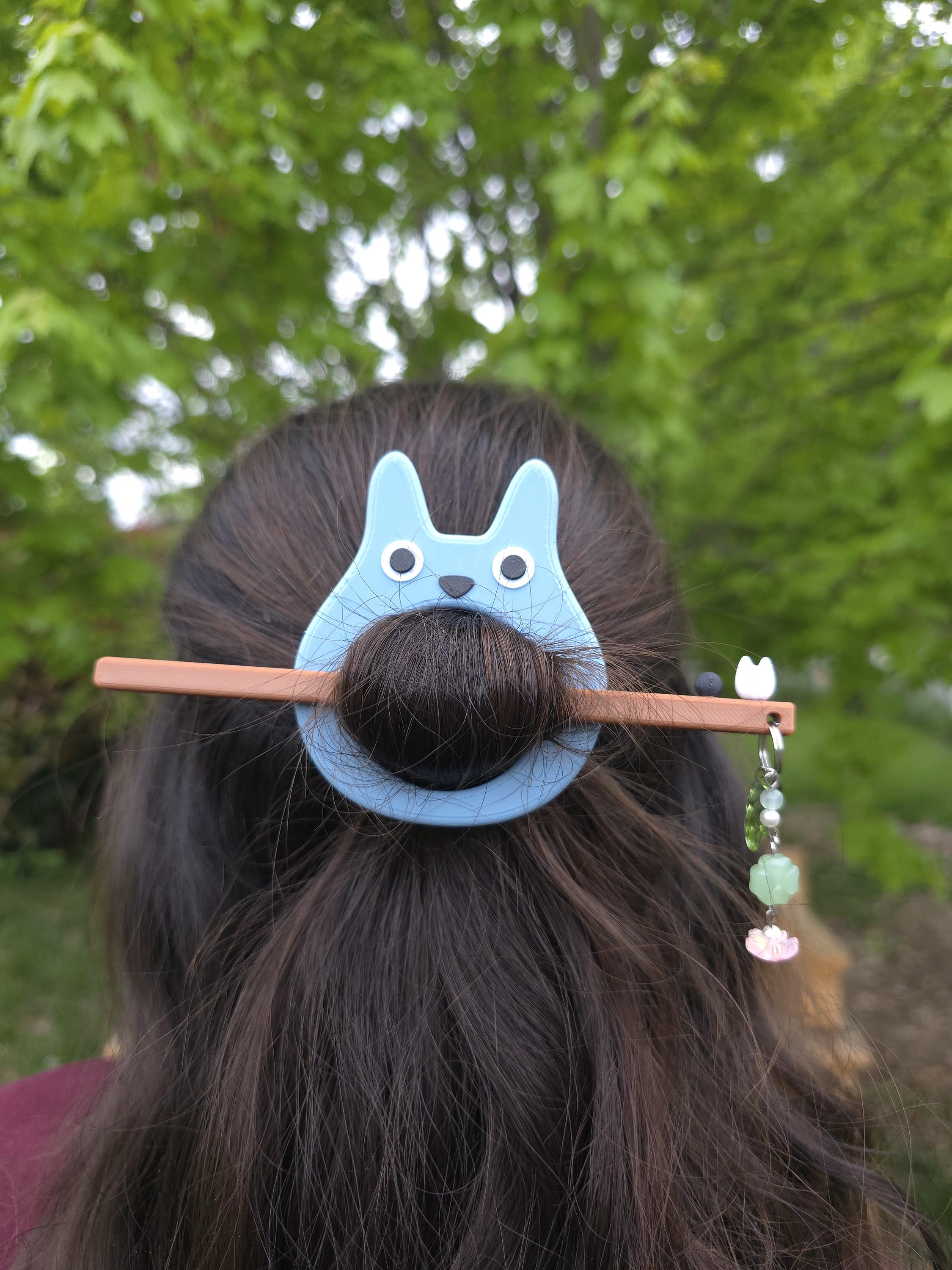 3D Printed Anime Cat Hair Pin: Forest Spirit