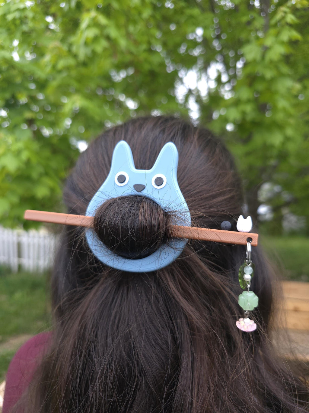 3D Printed Anime Cat Hair Pin: Forest Spirit