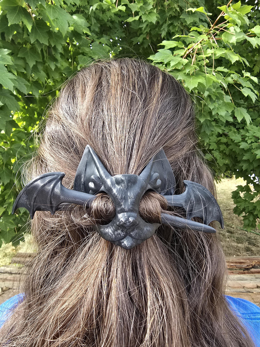 3D Printed Bat Skull Hair Pins: Gothic Fantasy Hair Accessories