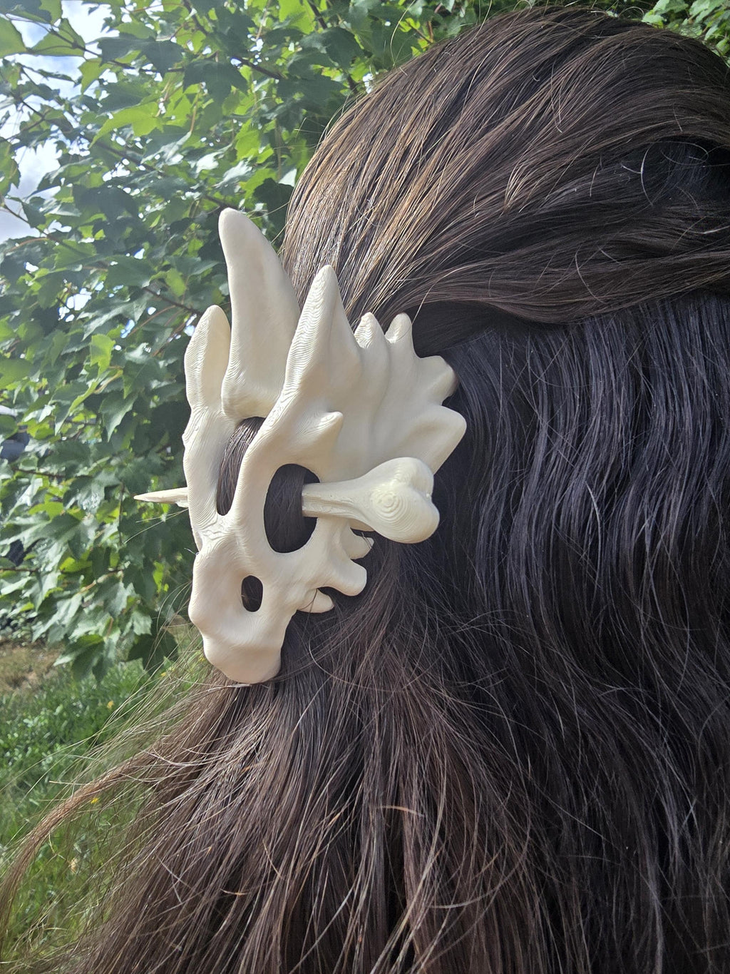 3D Printed Dragon Skull Hair Pins: Gothic Fantasy Hair Accessories