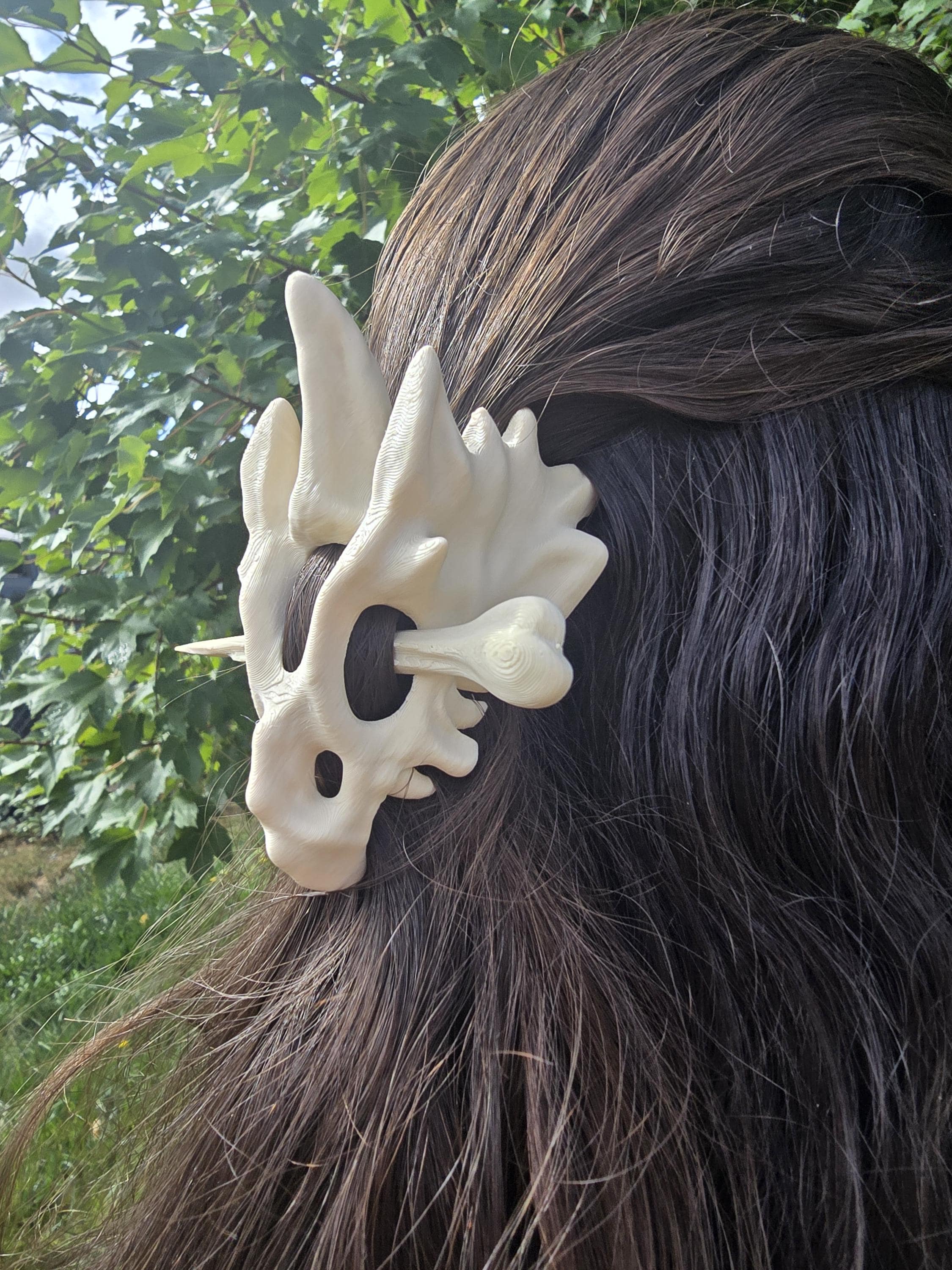 3D Printed Dragon Skull Hair Pins: Gothic Fantasy Hair Accessories