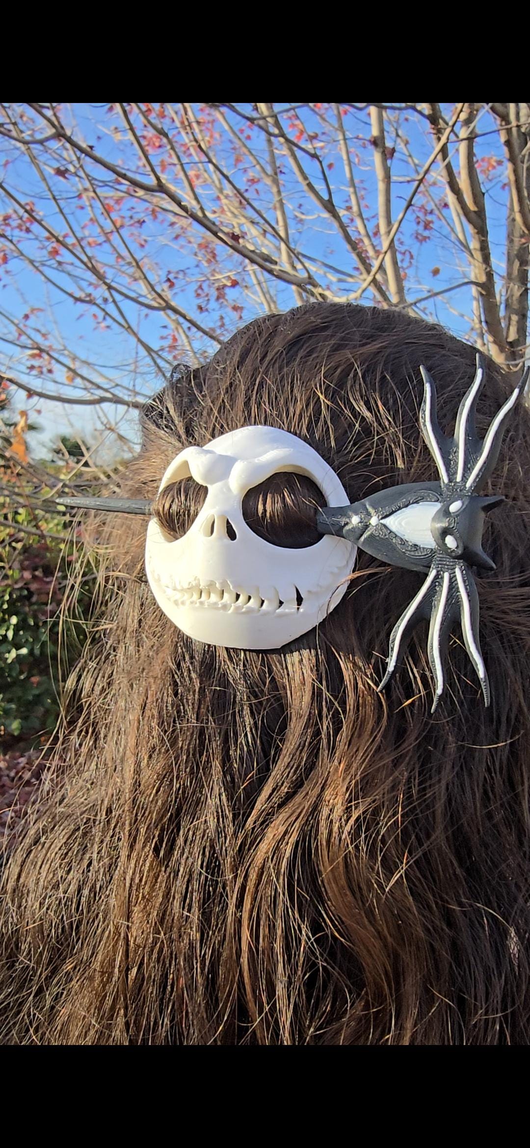 Spooky Skull Mask Hair Pin – Gothic Black & White Statement Hair Accessory Jack