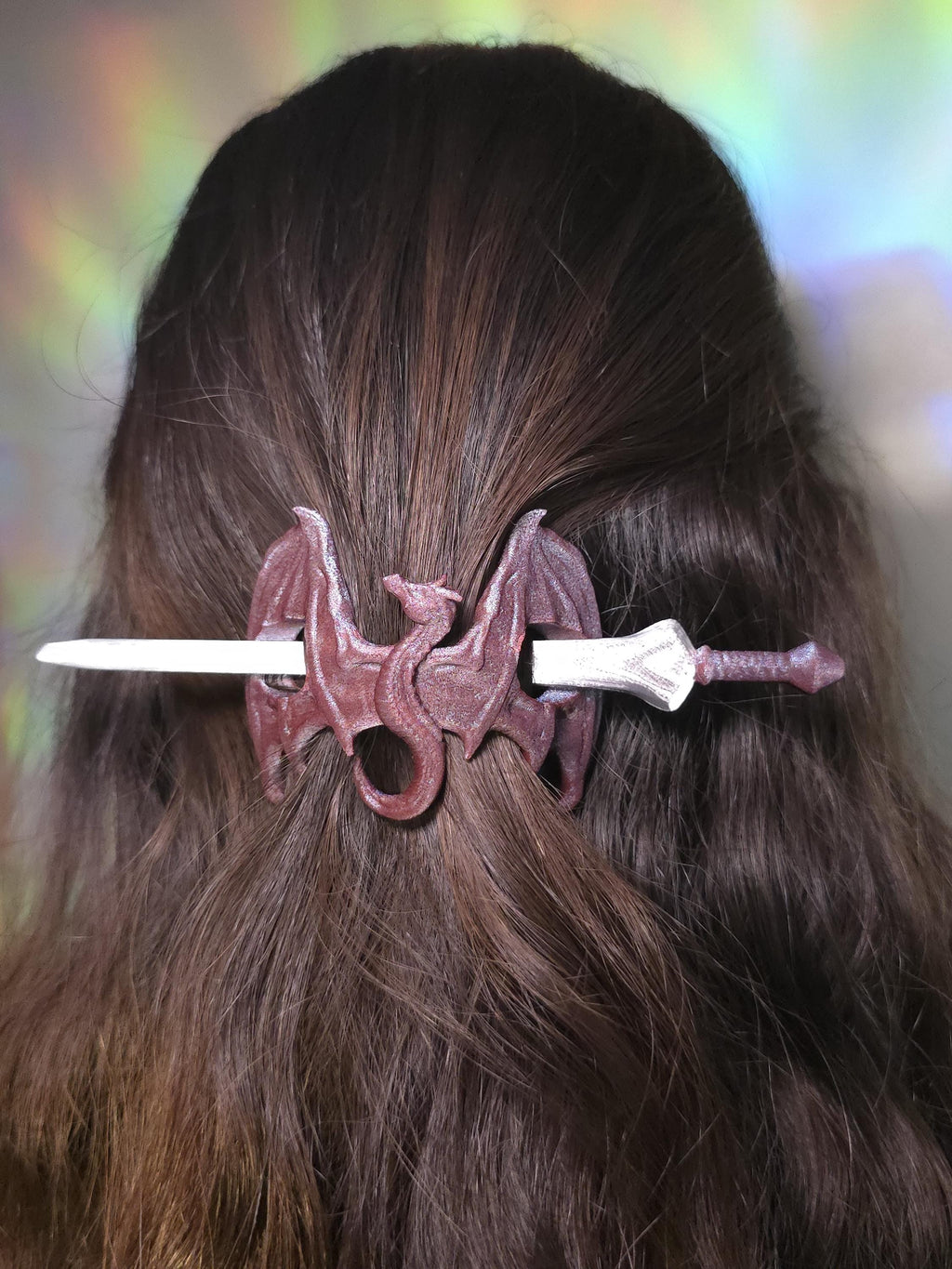 Dragon Spirit Hair Pin – 3D Printed Dragon Sword Hair Stick, Fantasy Hair Accessory, Cosplay Hair Clip, Gothic Dragon Hairstick, Gift for He