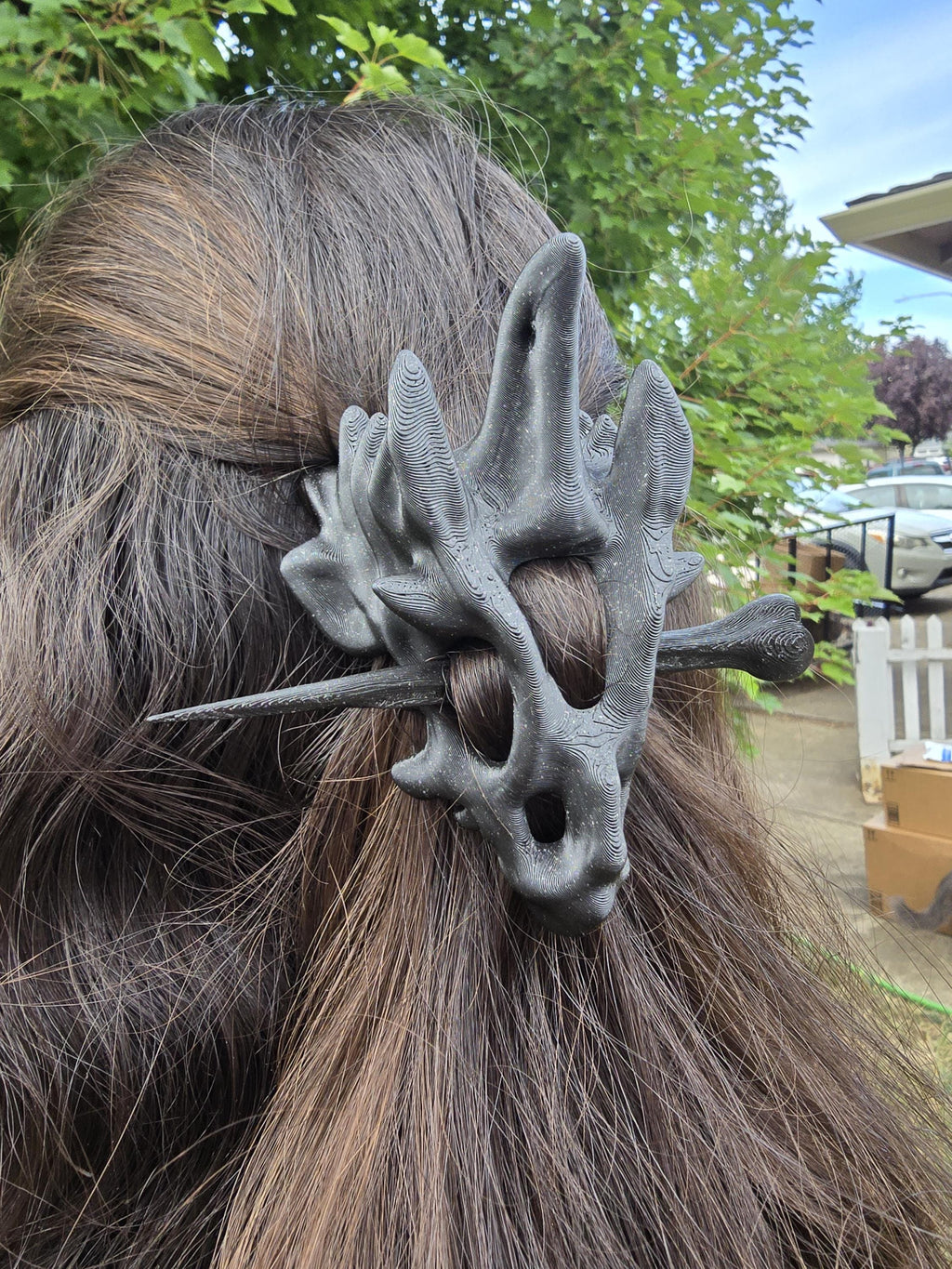 3D Printed Dragon Skull Hair Pins: Gothic Fantasy Hair Accessories