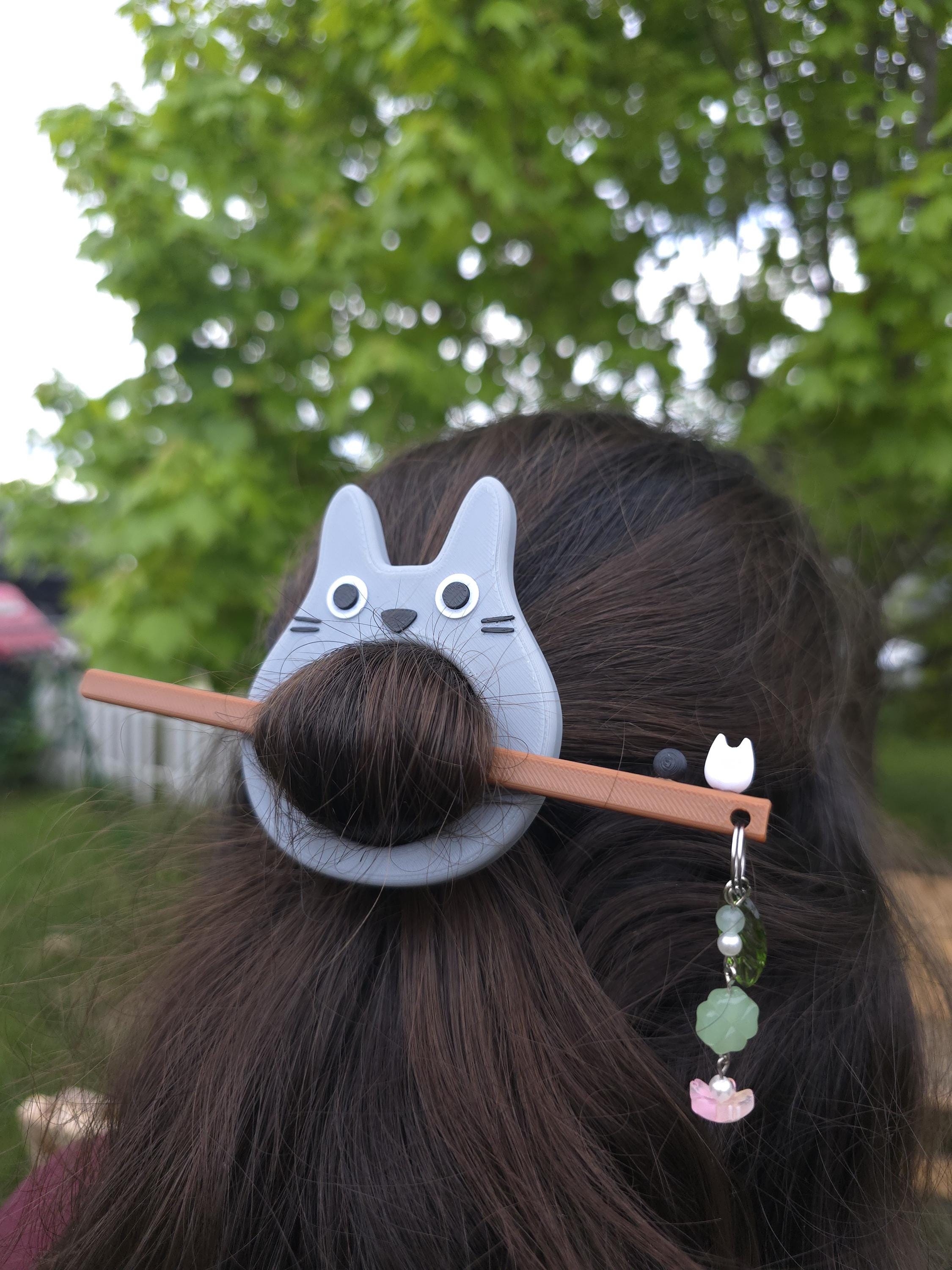 3D Printed Anime Cat Hair Pin: Forest Spirit