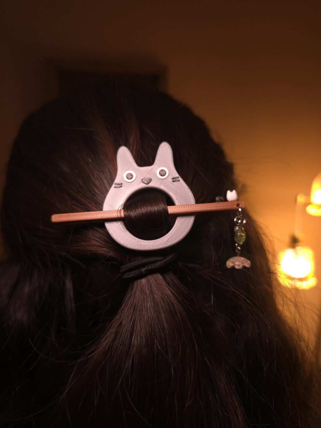 3D Printed Anime Cat Hair Pin: Forest Spirit