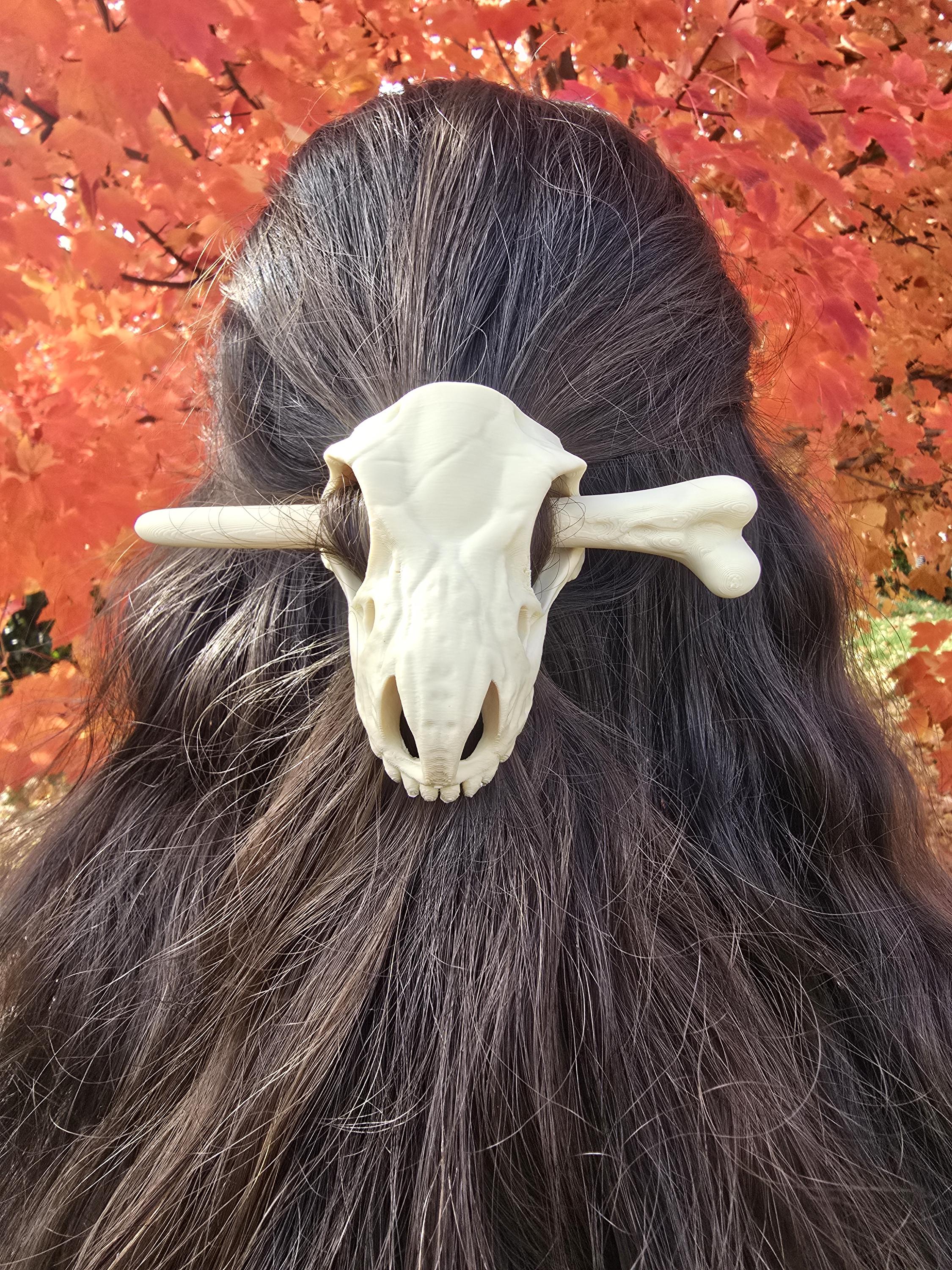 T-Rex Skull Hair Pin | 3D Printed Dinosaur Hair Stick | Prehistoric Bone Hair Accessory
