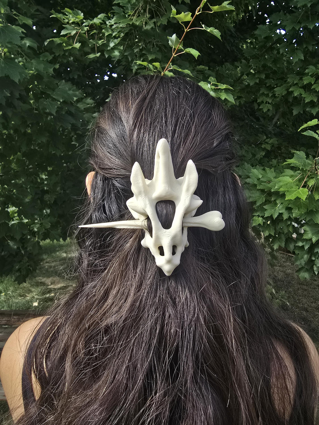 3D Printed Dragon Skull Hair Pins: Gothic Fantasy Hair Accessories