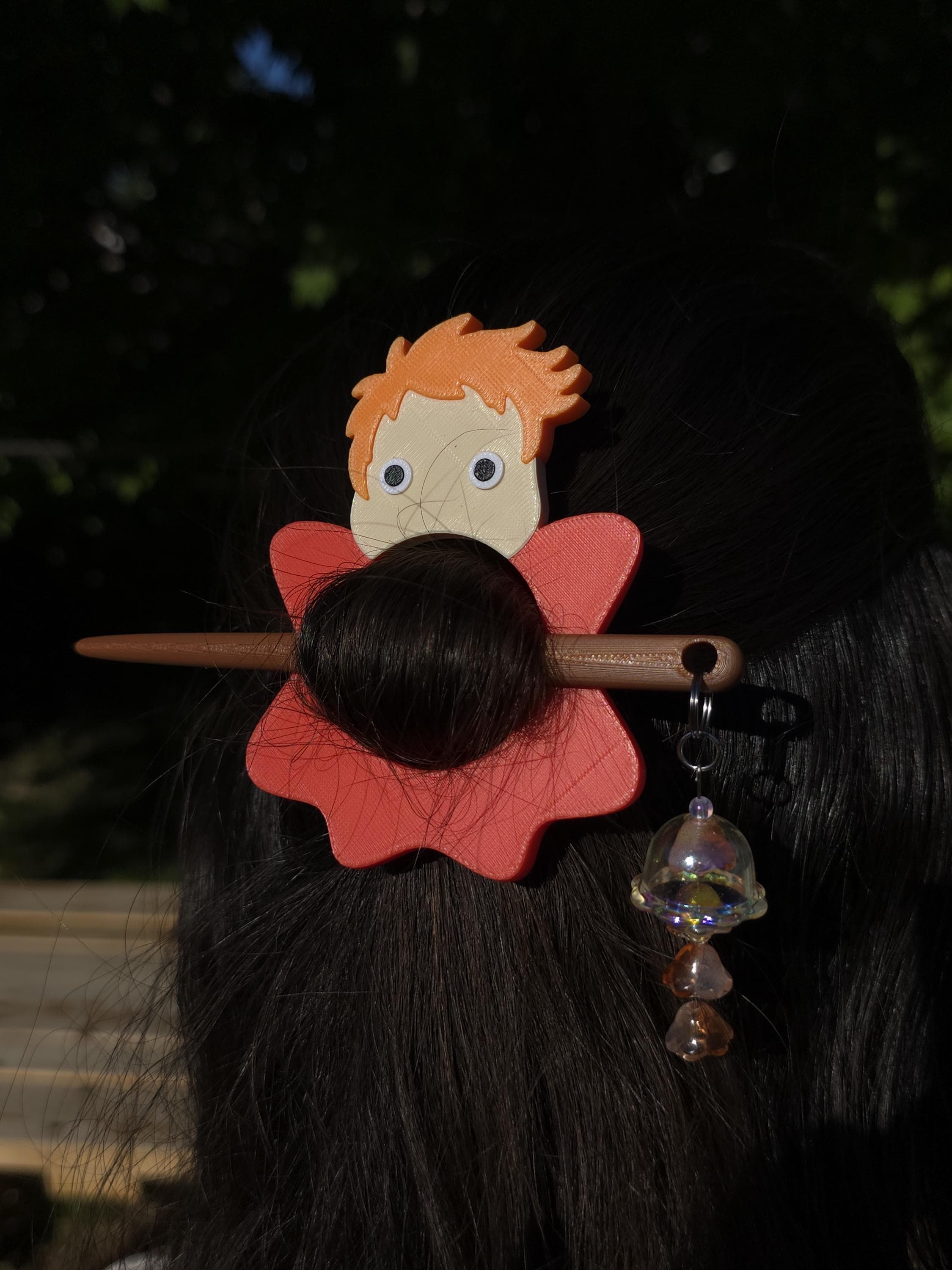 Ocean Girl Hair Pin with Bell Charm | Fantasy Hair Stick, 3D Printed Accessory