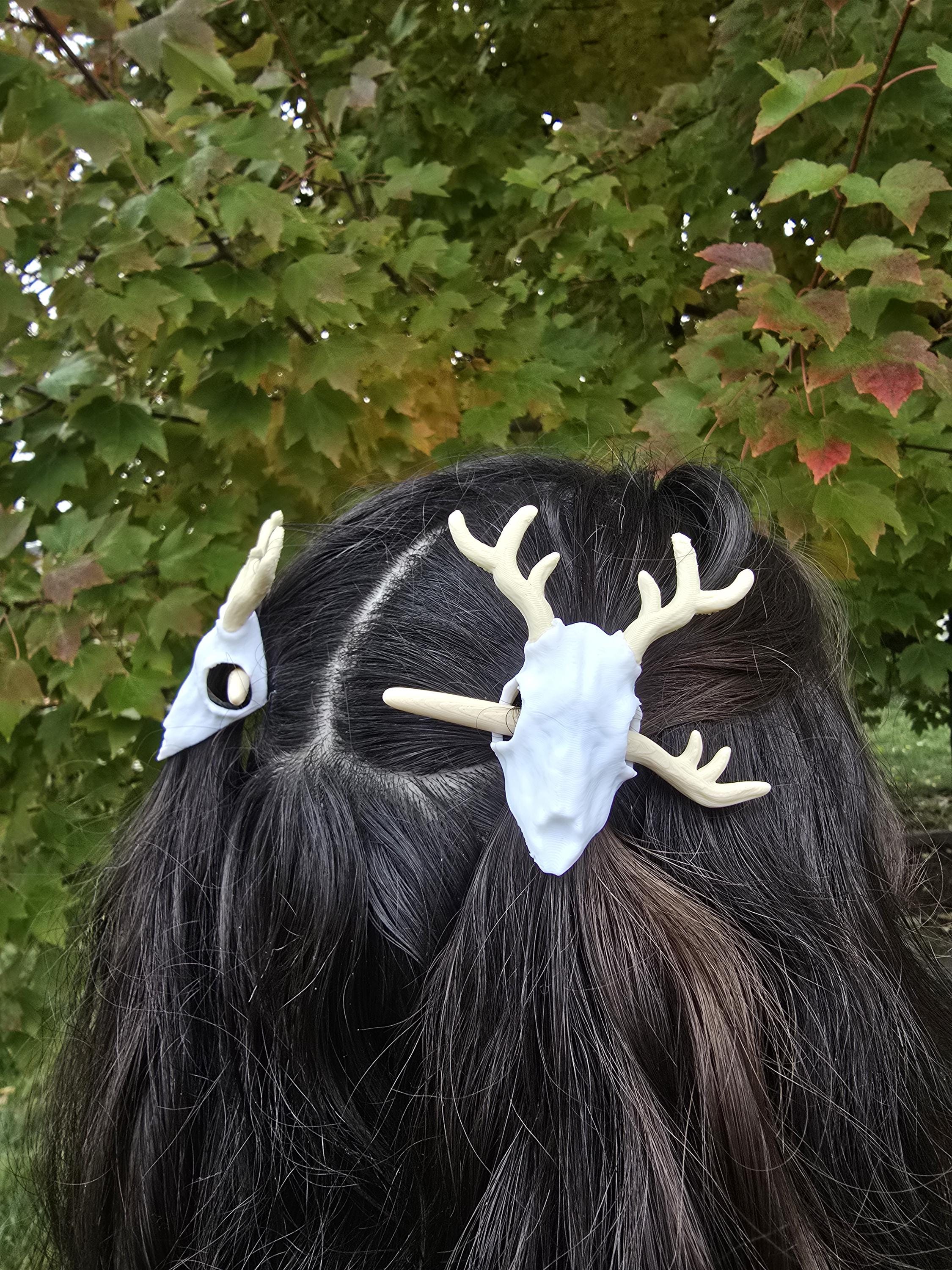 Deer Skull Hair Pin – Antler Hair Stick for Cottagecore & Cosplay