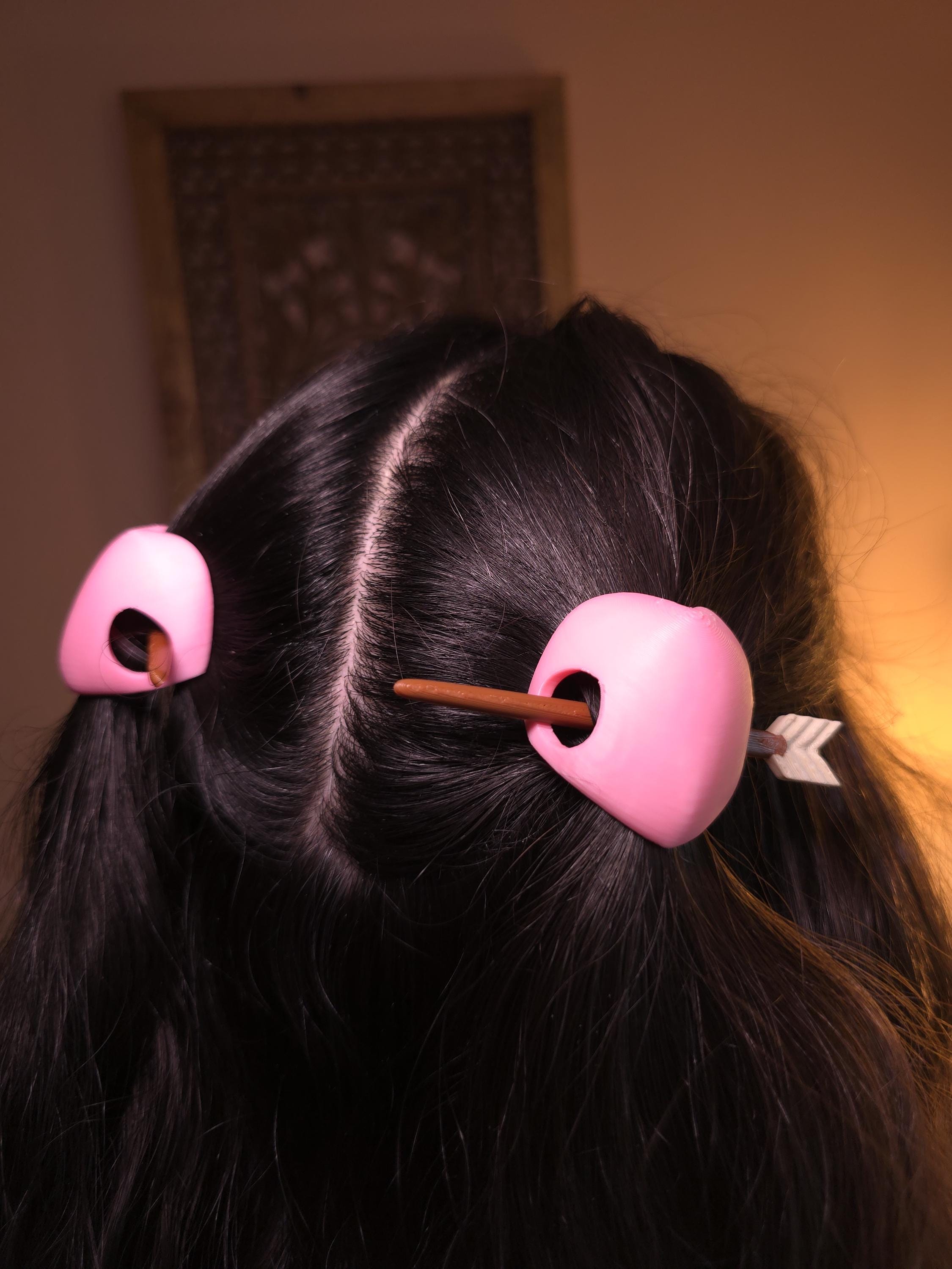 Pink Heart Hair Pin Set – Romantic Hair Sticks