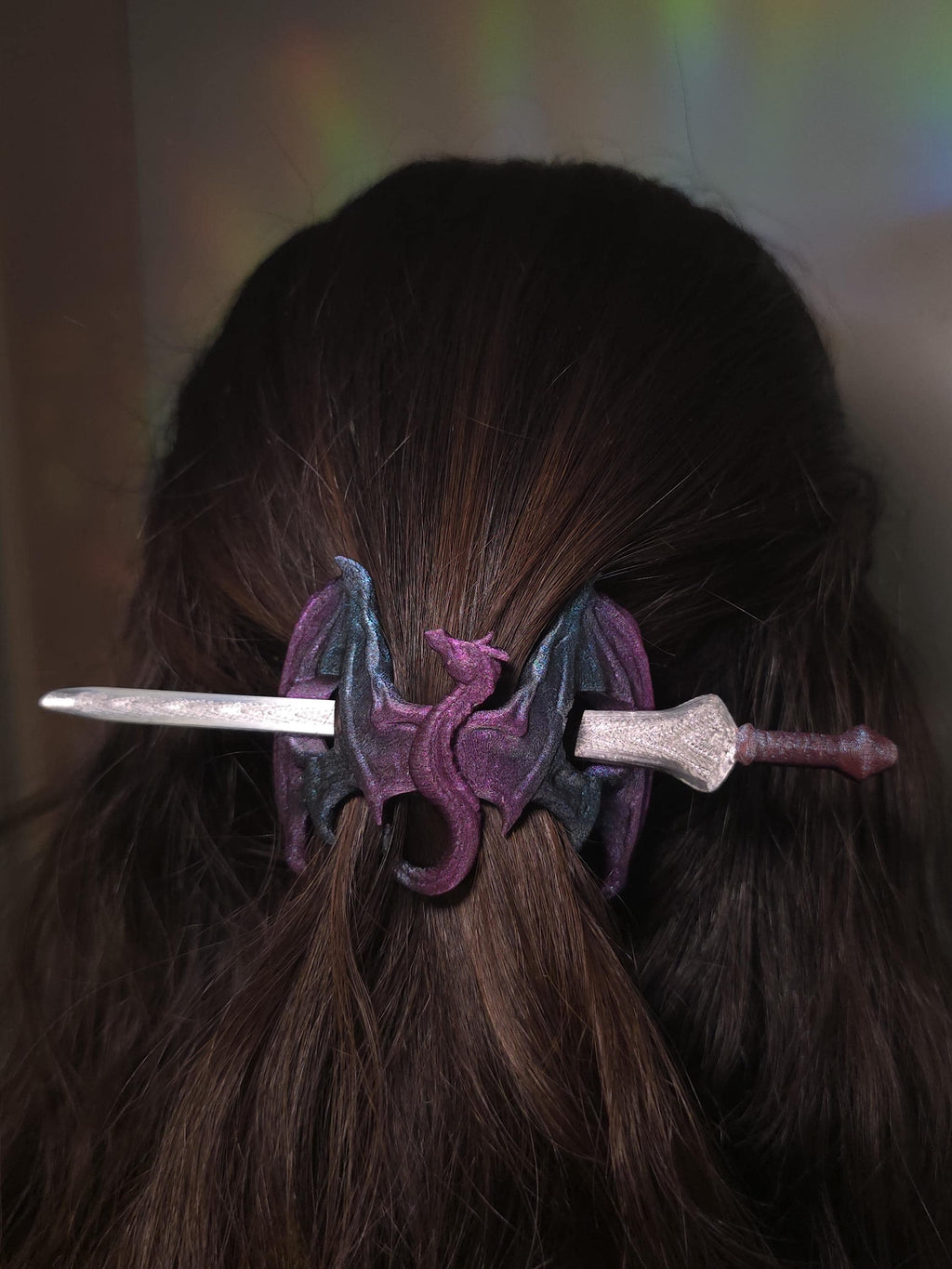 Dragon Spirit Hair Pin – 3D Printed Dragon Sword Hair Stick, Fantasy Hair Accessory, Cosplay Hair Clip, Gothic Dragon Hairstick, Gift for He