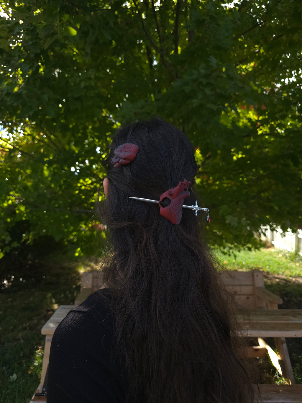 Anatomical Heart Bundle – Sword Hair Pin + 2 Heart Hair Clips – Celeste ...